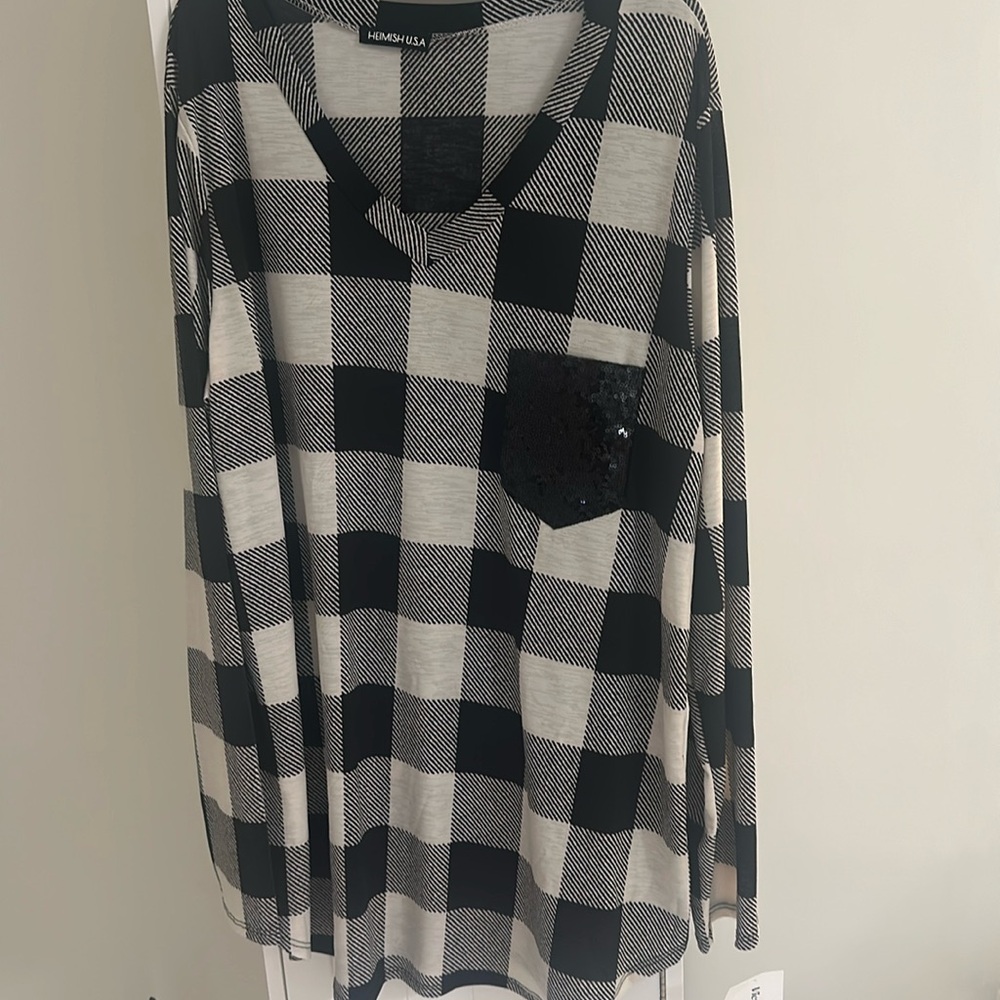 Festive V Neck Shirt with sequined pocket